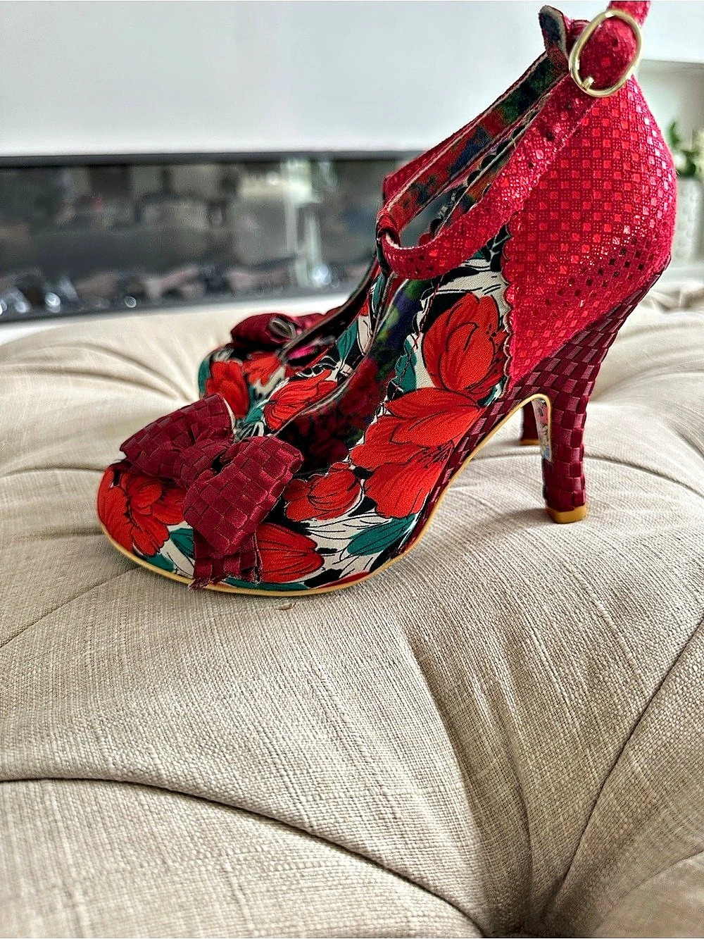 Irregular Choice Just In Time Floral Bow Heels Red & Multicolor US 8 - Picture 3 of 10